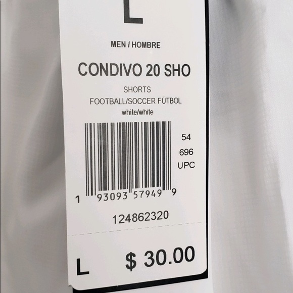Men's AL Adidas Condivo 20 White short - Picture 2 of 2